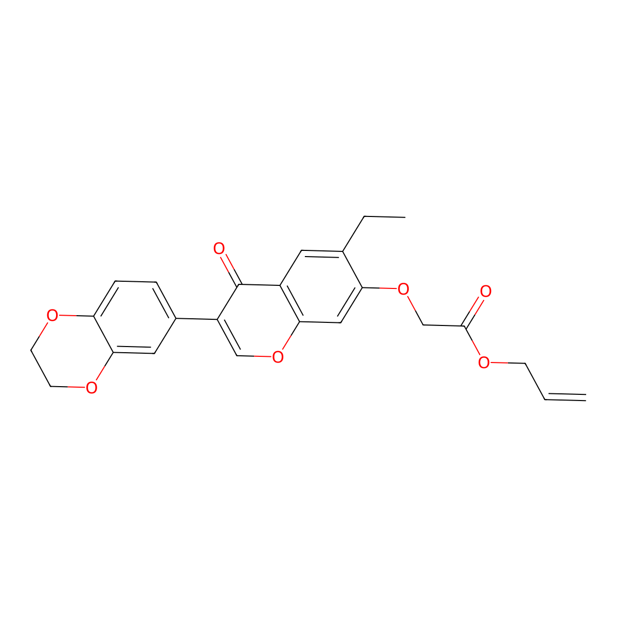 allyl 2-((3-(2,3-dihydrobenzo[b][1,4]dioxin-6-yl)-6-ethyl-4-oxo-4H-chromen-7-yl)oxy)acetate molecular structure, CAS 610760-05-9