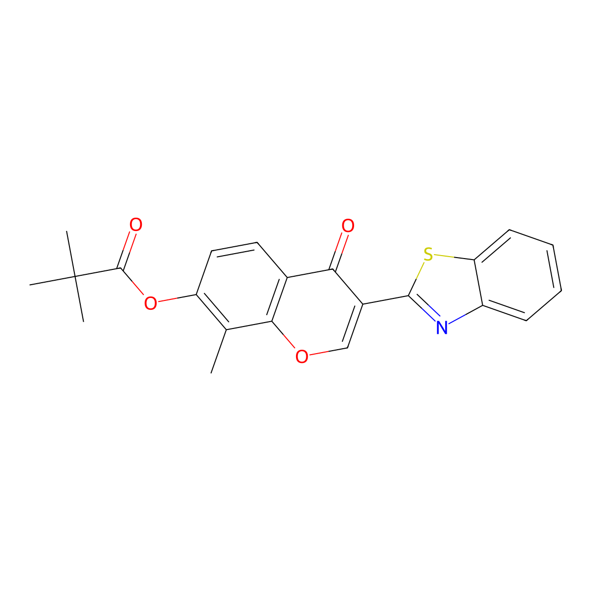 3-(benzo[d]thiazol-2-yl)-8-methyl-4-oxo-4H-chromen-7-yl pivalate molecular structure, CAS 610760-20-8