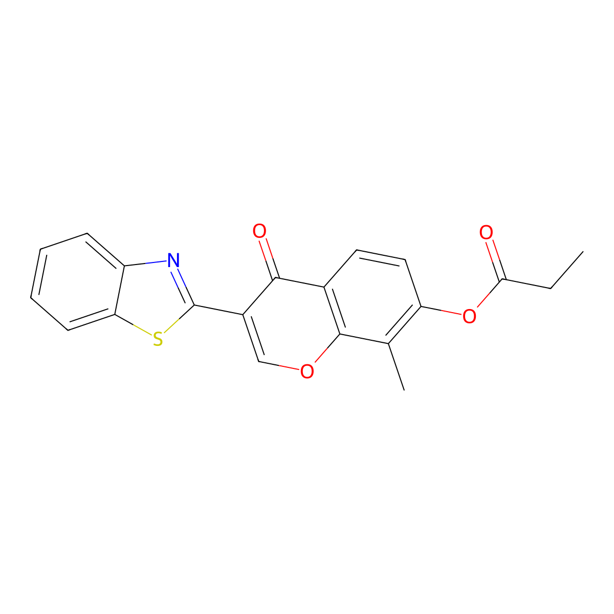 3-(benzo[d]thiazol-2-yl)-8-methyl-4-oxo-4H-chromen-7-yl propionate molecular structure, CAS 610760-22-0