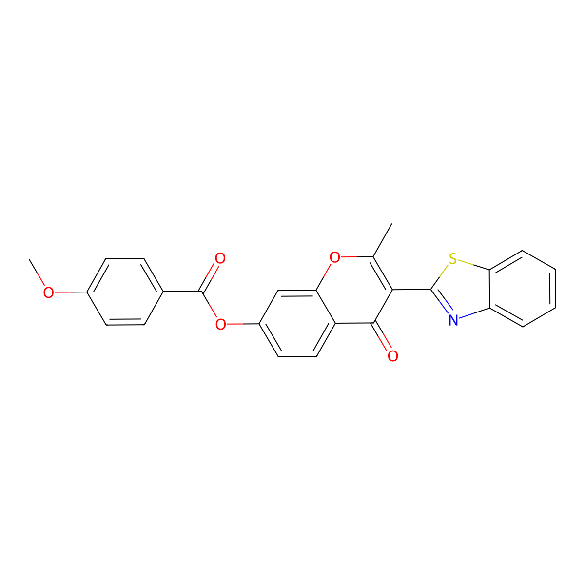 3-(benzo[d]thiazol-2-yl)-2-methyl-4-oxo-4H-chromen-7-yl 4-methoxybenzoate molecular structure, CAS 610760-28-6