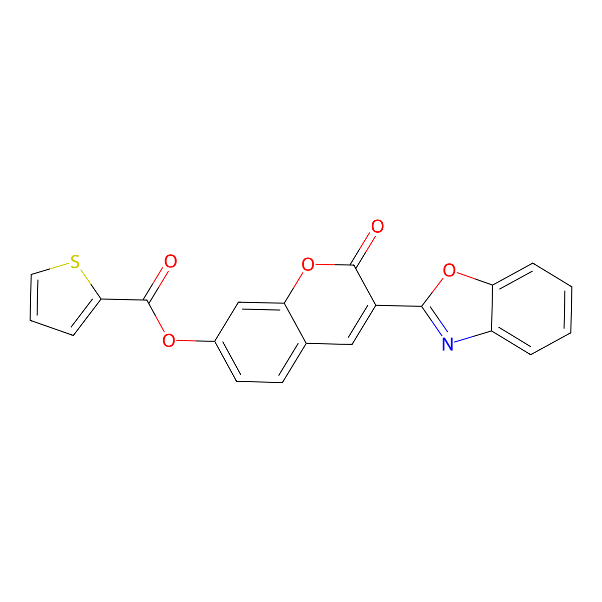 [3-(1,3-Benzoxazol-2-yl)-2-oxochromen-7-yl] thiophene-2-carboxylate molecular structure, CAS 610760-31-1