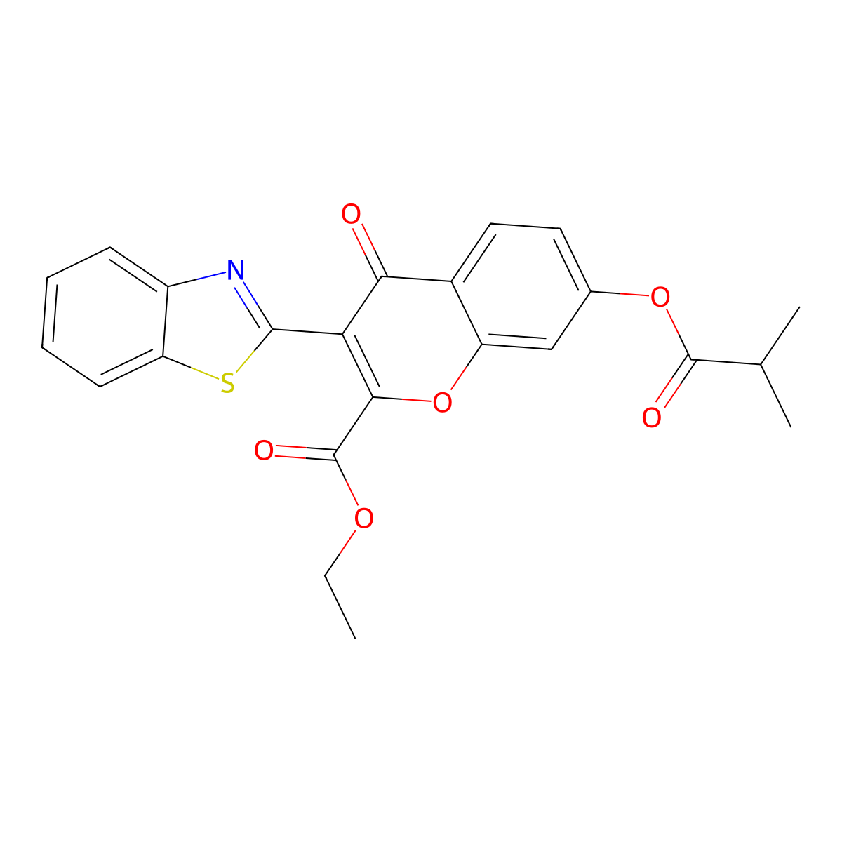 ethyl 3-(1,3-benzothiazol-2-yl)-7-[(2-methylpropanoyl)oxy]-4-oxo-4H-chromene-2-carboxylate molecular structure, CAS 610760-34-4