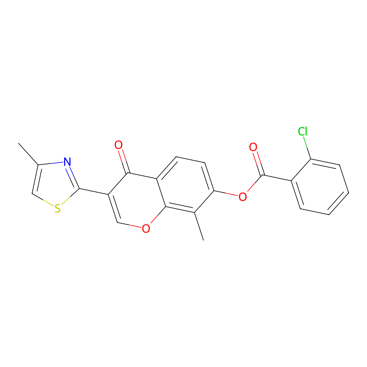 8-methyl-3-(4-methylthiazol-2-yl)-4-oxo-4H-chromen-7-yl 2-chlorobenzoate molecular structure, CAS 610760-35-5