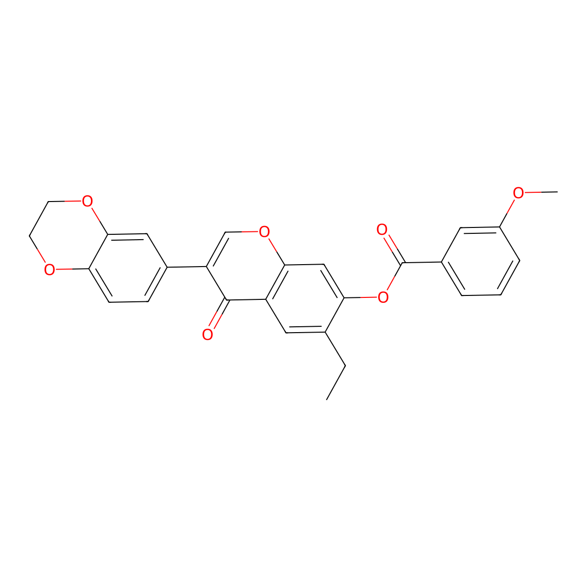 3-(2,3-dihydrobenzo[b][1,4]dioxin-6-yl)-6-ethyl-4-oxo-4H-chromen-7-yl 3-methoxybenzoate molecular structure, CAS 610760-51-5