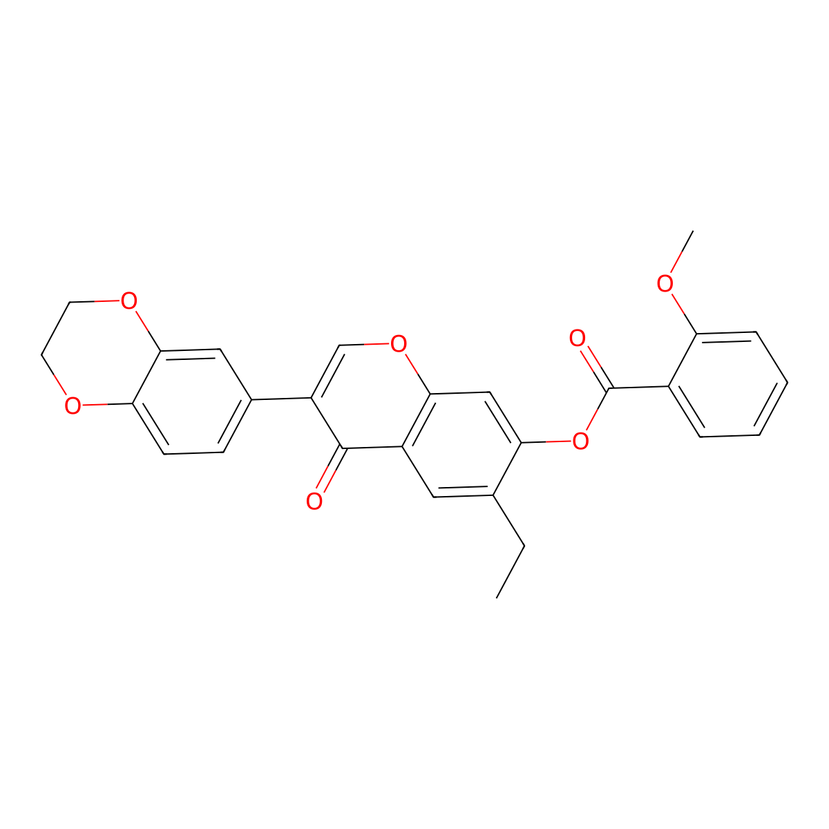 3-(2,3-dihydrobenzo[b][1,4]dioxin-6-yl)-6-ethyl-4-oxo-4H-chromen-7-yl 2-methoxybenzoate molecular structure, CAS 610760-56-0
