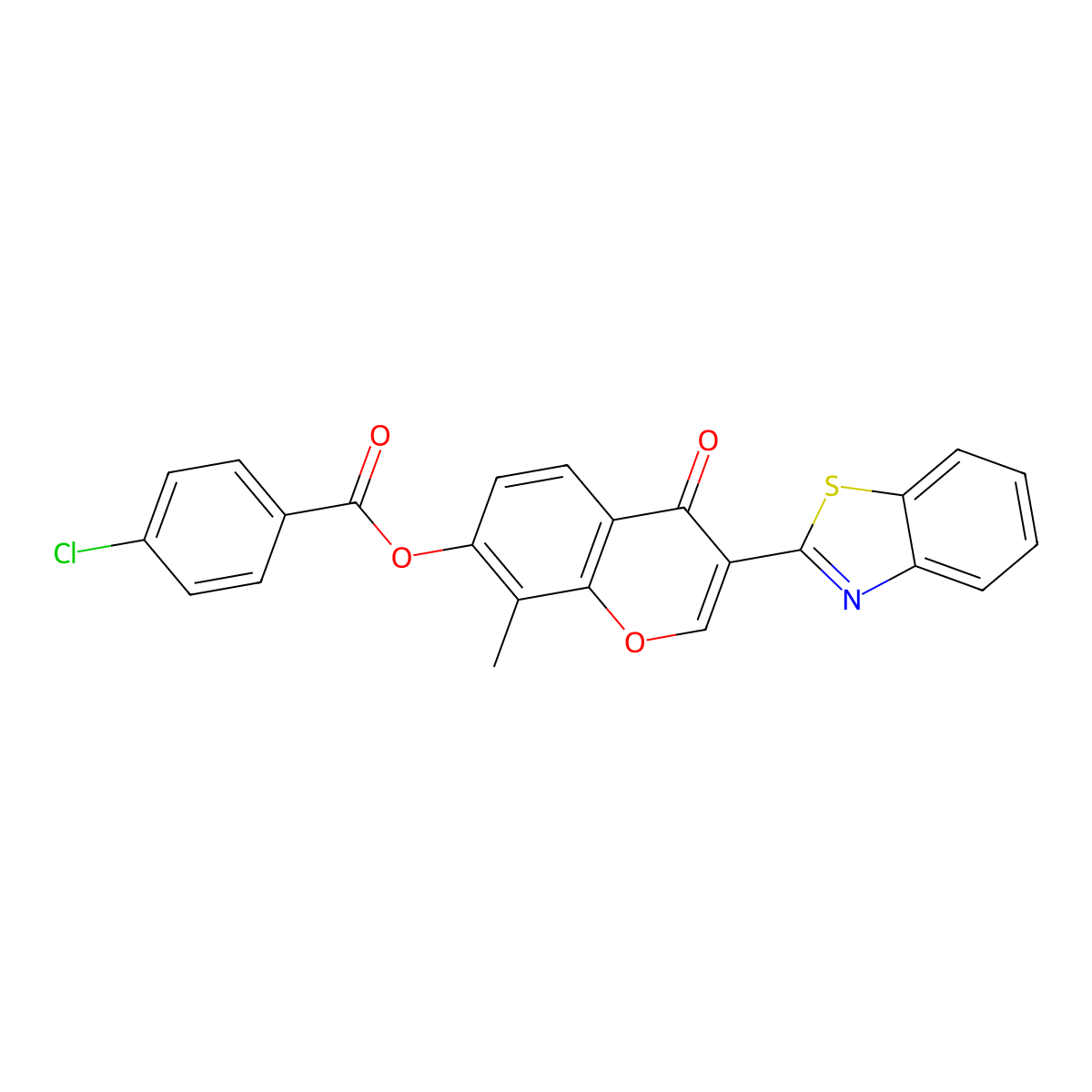 3-(1,3-benzothiazol-2-yl)-8-methyl-4-oxo-4H-chromen-7-yl 4-chlorobenzoate molecular structure, CAS 610760-64-0