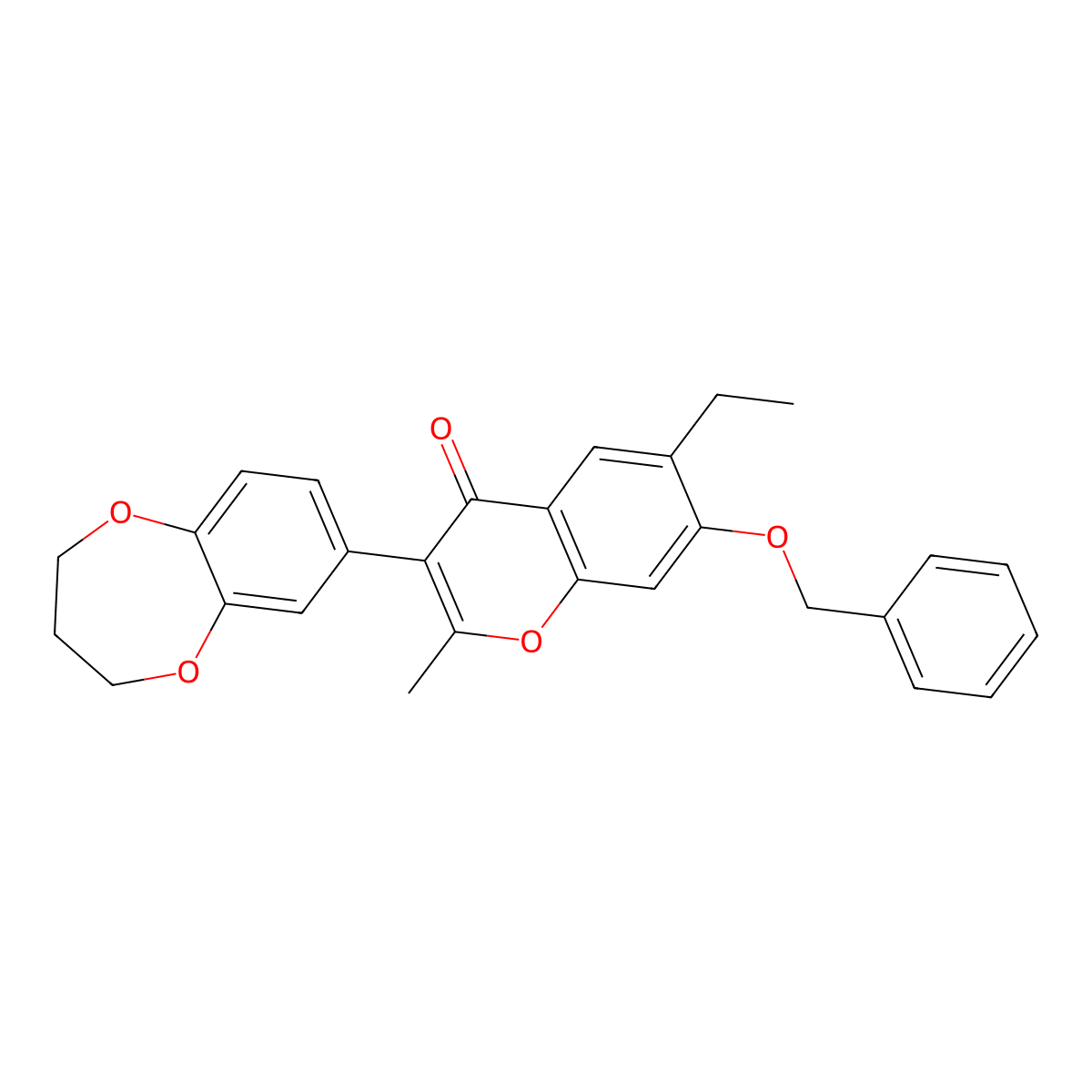 7-(benzyloxy)-3-(3,4-dihydro-2H-1,5-benzodioxepin-7-yl)-6-ethyl-2-methyl-4H-chromen-4-one molecular structure, CAS 610760-95-7