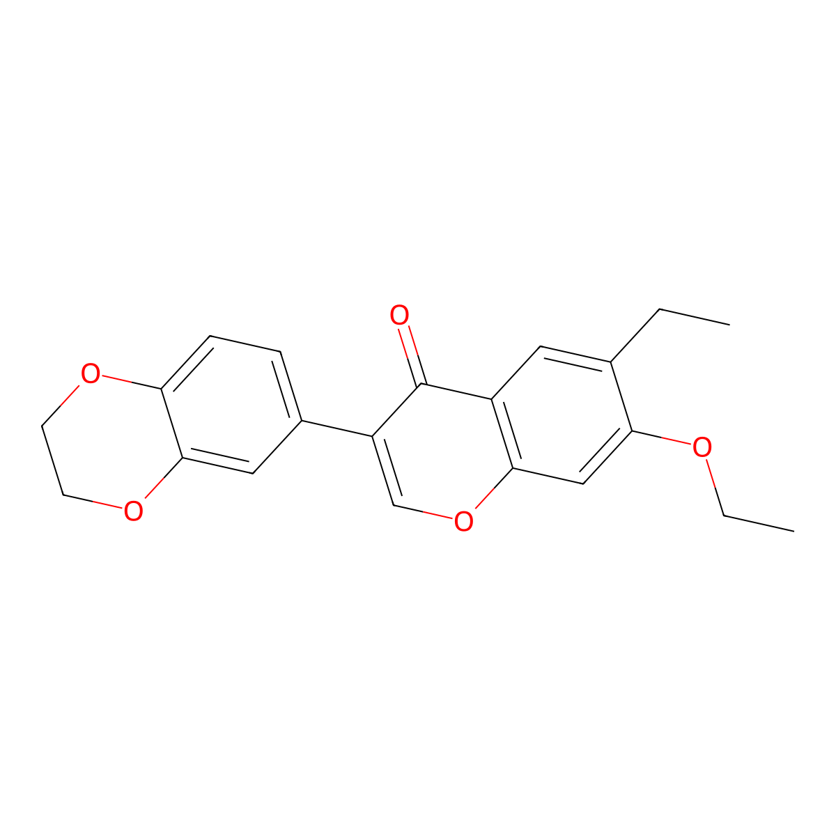 3-(2,3-dihydrobenzo[b][1,4]dioxin-6-yl)-7-ethoxy-6-ethyl-4H-chromen-4-one molecular structure, CAS 610762-12-4
