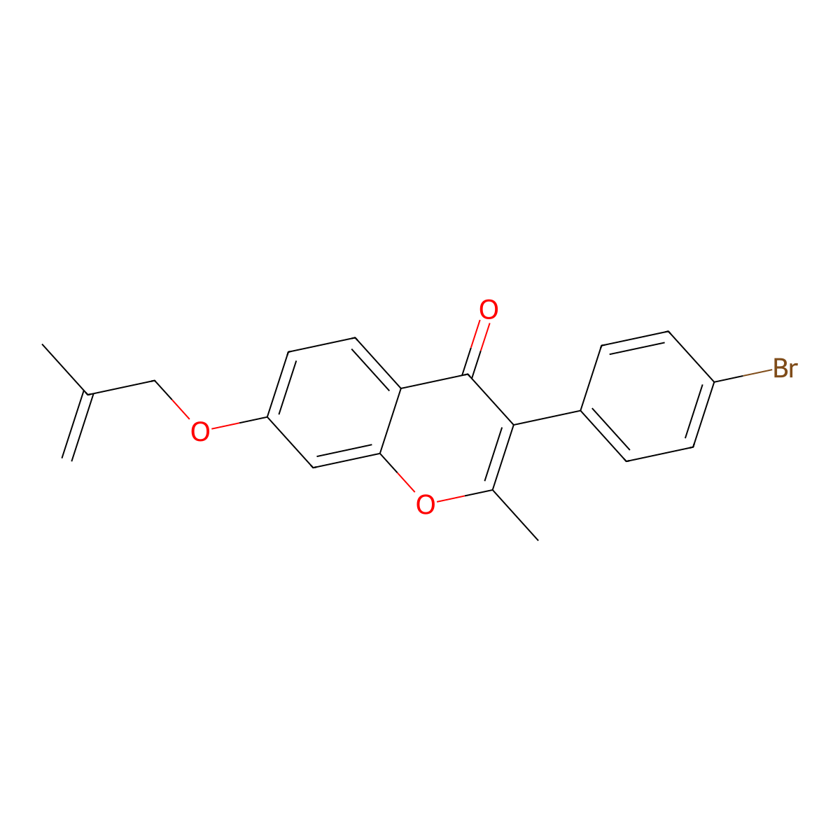 3-(4-bromophenyl)-2-methyl-7-((2-methylallyl)oxy)-4H-chromen-4-one molecular structure, CAS 610762-21-5