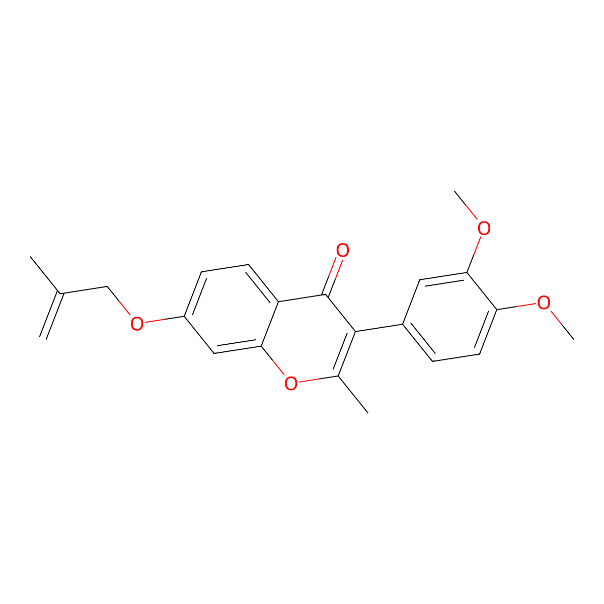 3-(3,4-dimethoxyphenyl)-2-methyl-7-((2-methylallyl)oxy)-4H-chromen-4-one molecular structure, CAS 610762-27-1