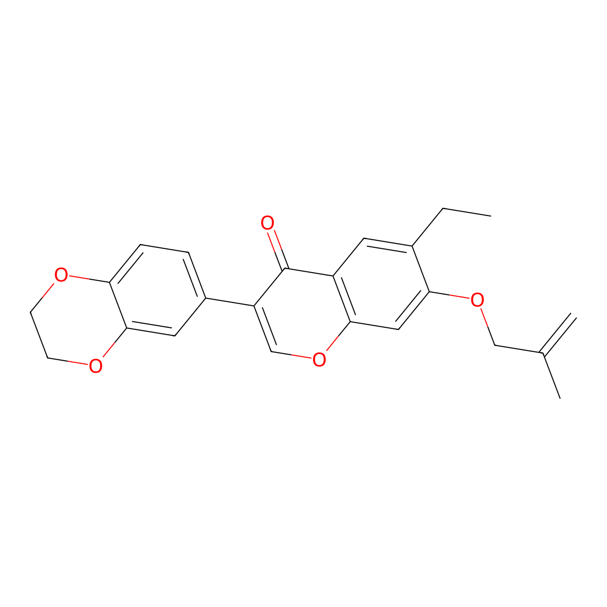 3-(2,3-dihydro-1,4-benzodioxin-6-yl)-6-ethyl-7-[(2-methyl-2-propenyl)oxy]-4H-chromen-4-one molecular structure, CAS 610762-30-6