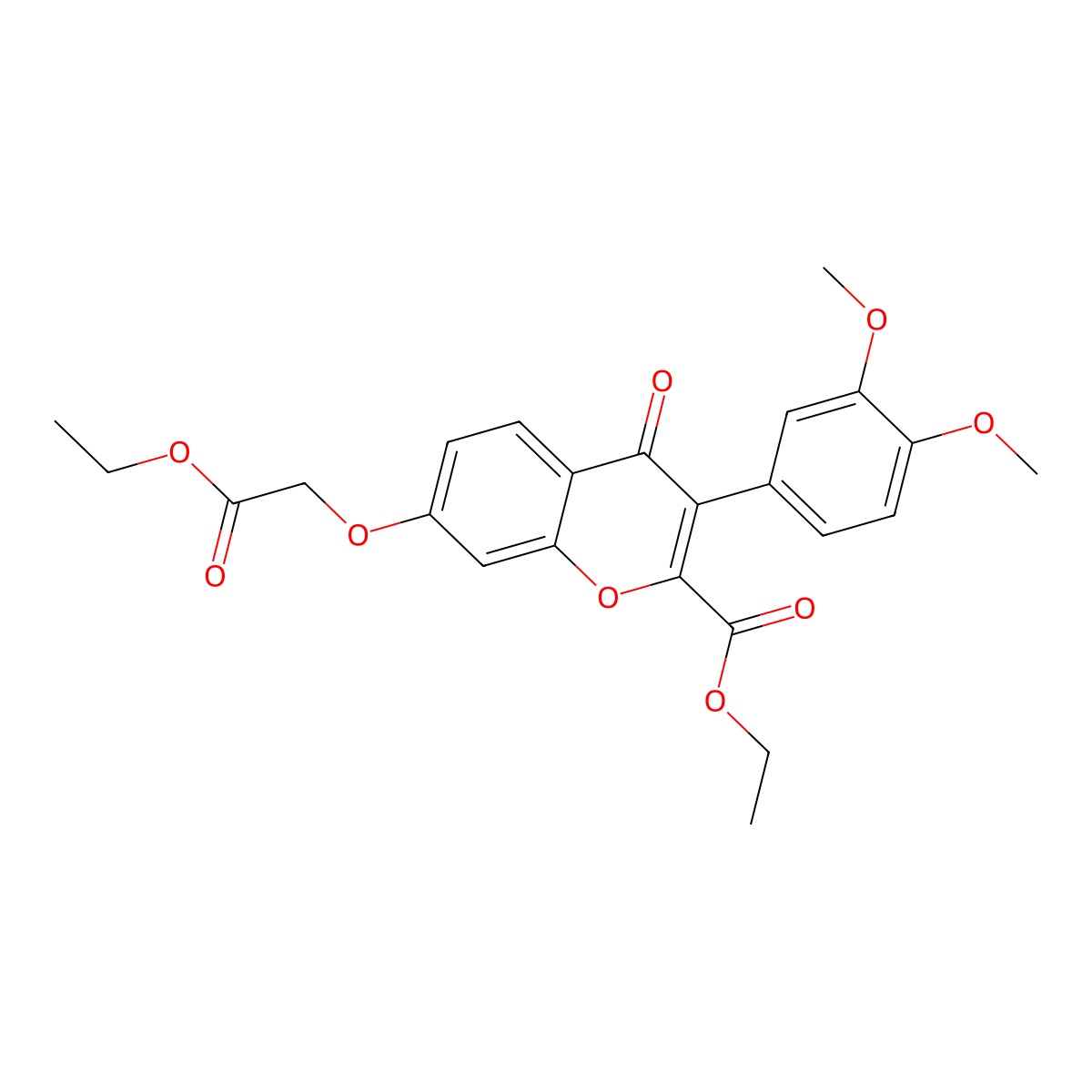 ethyl 3-(3,4-dimethoxyphenyl)-7-(2-ethoxy-2-oxoethoxy)-4-oxo-4H-chromene-2-carboxylate molecular structure, CAS 610762-57-7