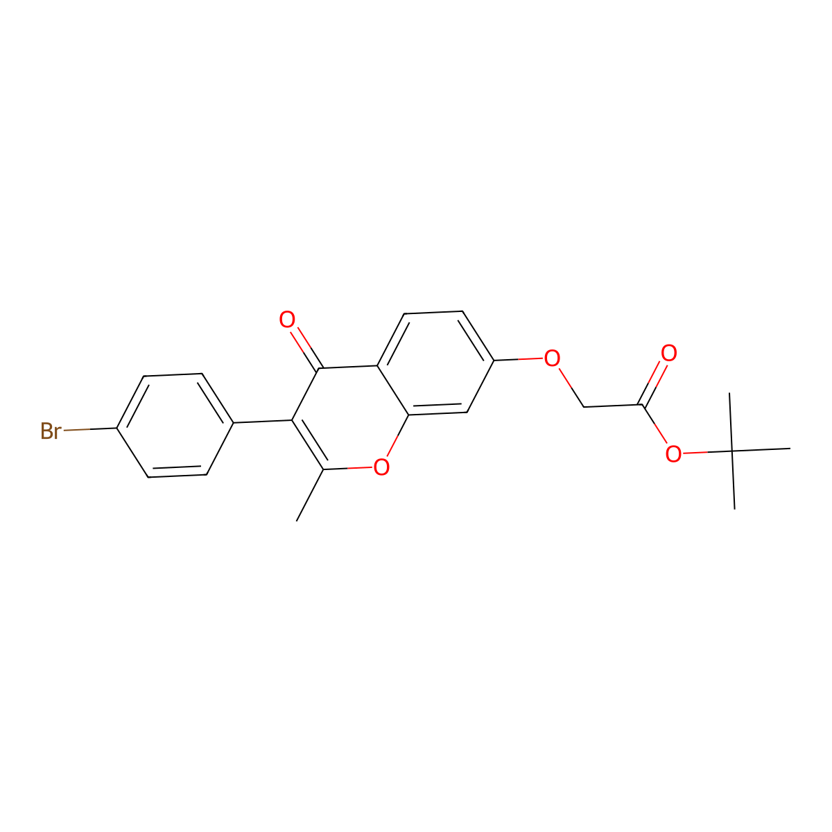 tert-butyl 2-{[3-(4-bromophenyl)-2-methyl-4-oxo-4H-chromen-7-yl]oxy}acetate molecular structure, CAS 610762-67-9