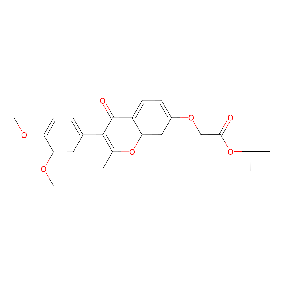 tert-butyl 2-{[3-(3,4-dimethoxyphenyl)-2-methyl-4-oxo-4H-chromen-7-yl]oxy}acetate molecular structure, CAS 610762-73-7