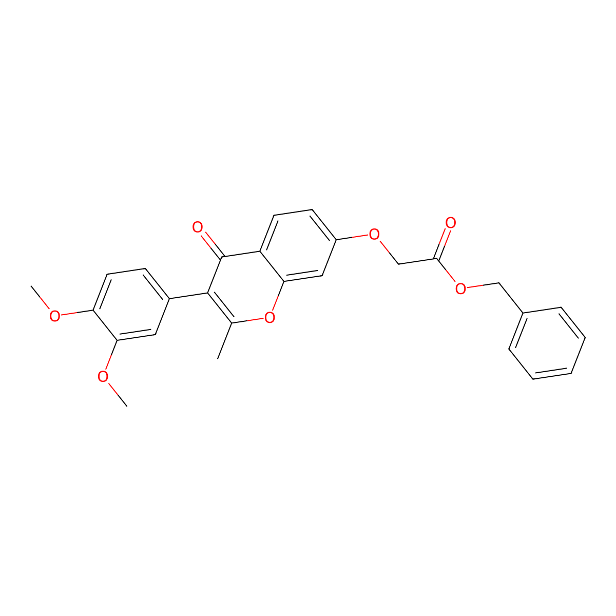 benzyl 2-((3-(3,4-dimethoxyphenyl)-2-methyl-4-oxo-4H-chromen-7-yl)oxy)acetate molecular structure, CAS 610762-91-9