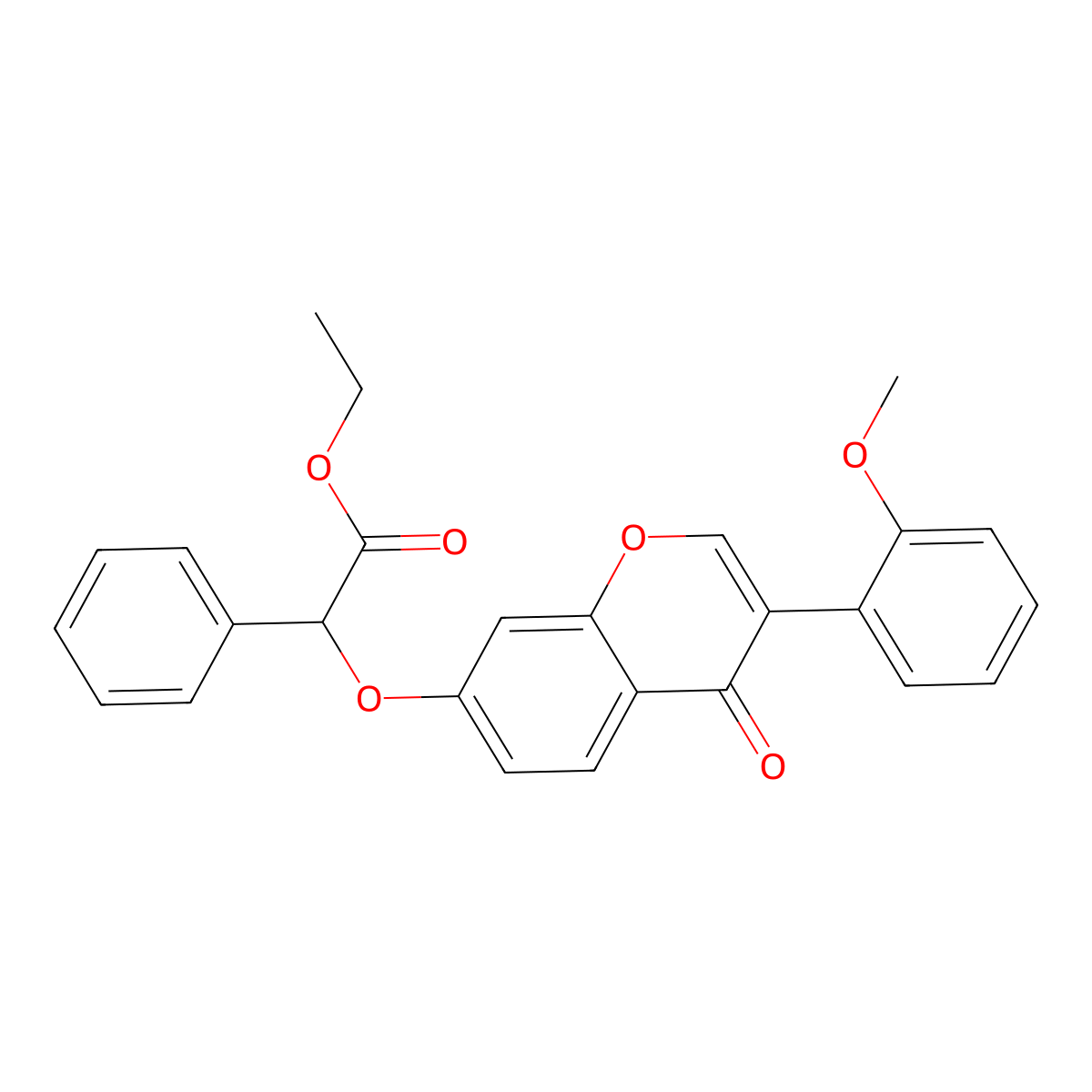 Ethyl 2-[3-(2-methoxyphenyl)-4-oxochromen-7-yl]oxy-2-phenylacetate molecular structure, CAS 610763-07-0