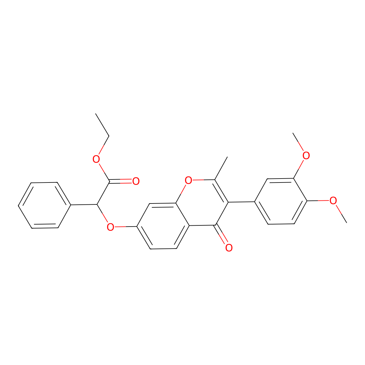 ethyl 2-{[3-(3,4-dimethoxyphenyl)-2-methyl-4-oxo-4H-chromen-7-yl]oxy}-2-phenylacetate molecular structure, CAS 610763-09-2