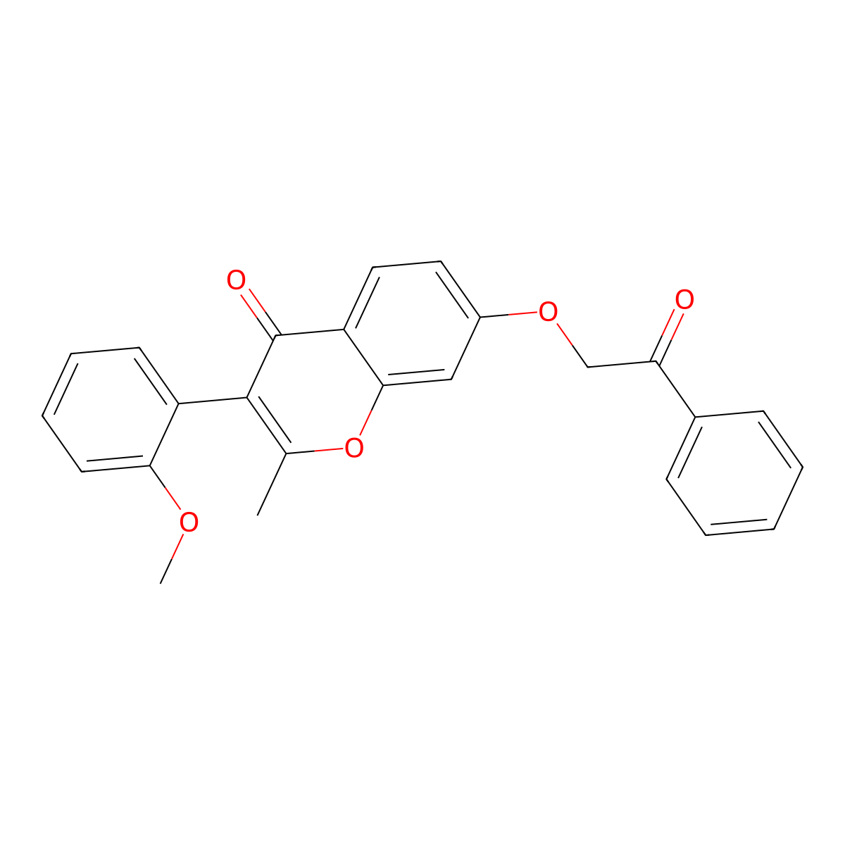 3-(2-methoxyphenyl)-2-methyl-7-(2-oxo-2-phenylethoxy)-4H-chromen-4-one molecular structure, CAS 610763-27-4
