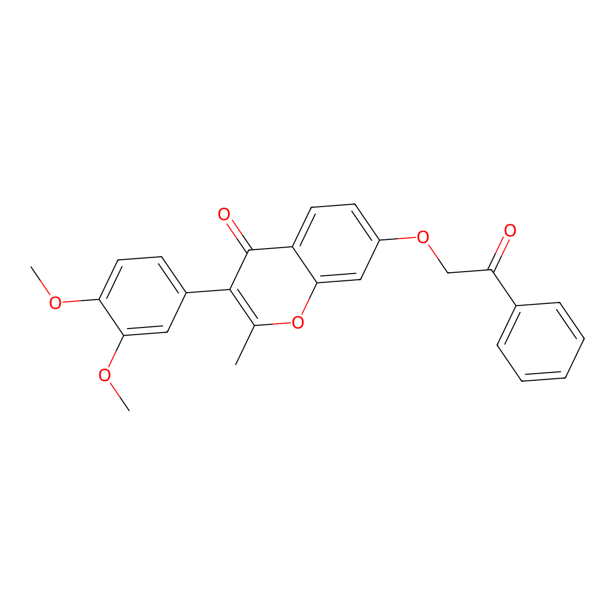 3-(3,4-dimethoxyphenyl)-2-methyl-7-(2-oxo-2-phenylethoxy)-4H-chromen-4-one molecular structure, CAS 610763-29-6