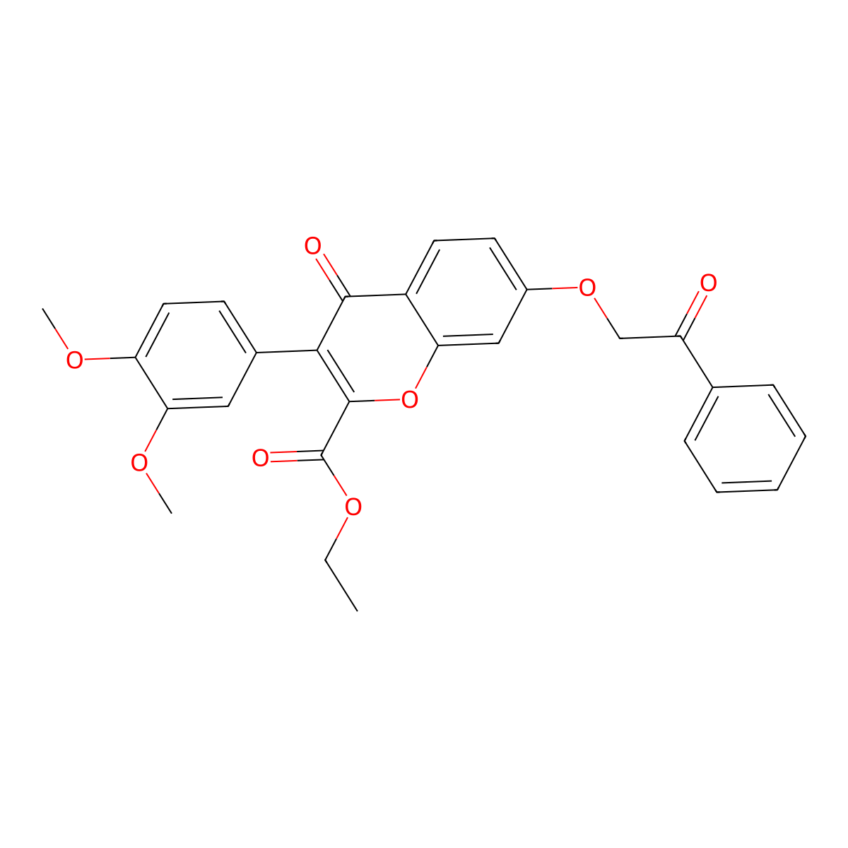 ethyl 3-(3,4-dimethoxyphenyl)-4-oxo-7-(2-oxo-2-phenylethoxy)-4H-chromene-2-carboxylate molecular structure, CAS 610763-30-9