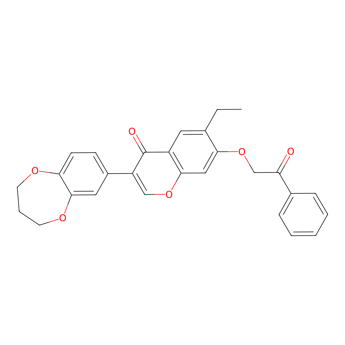 3-(3,4-dihydro-2H-1,5-benzodioxepin-7-yl)-6-ethyl-7-(2-oxo-2-phenylethoxy)-4H-chromen-4-one molecular structure, CAS 610763-36-5