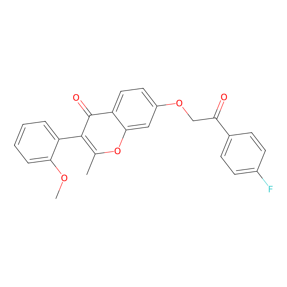 7-[2-(4-Fluorophenyl)-2-oxoethoxy]-3-(2-methoxyphenyl)-2-methylchromen-4-one molecular structure, CAS 610763-44-5