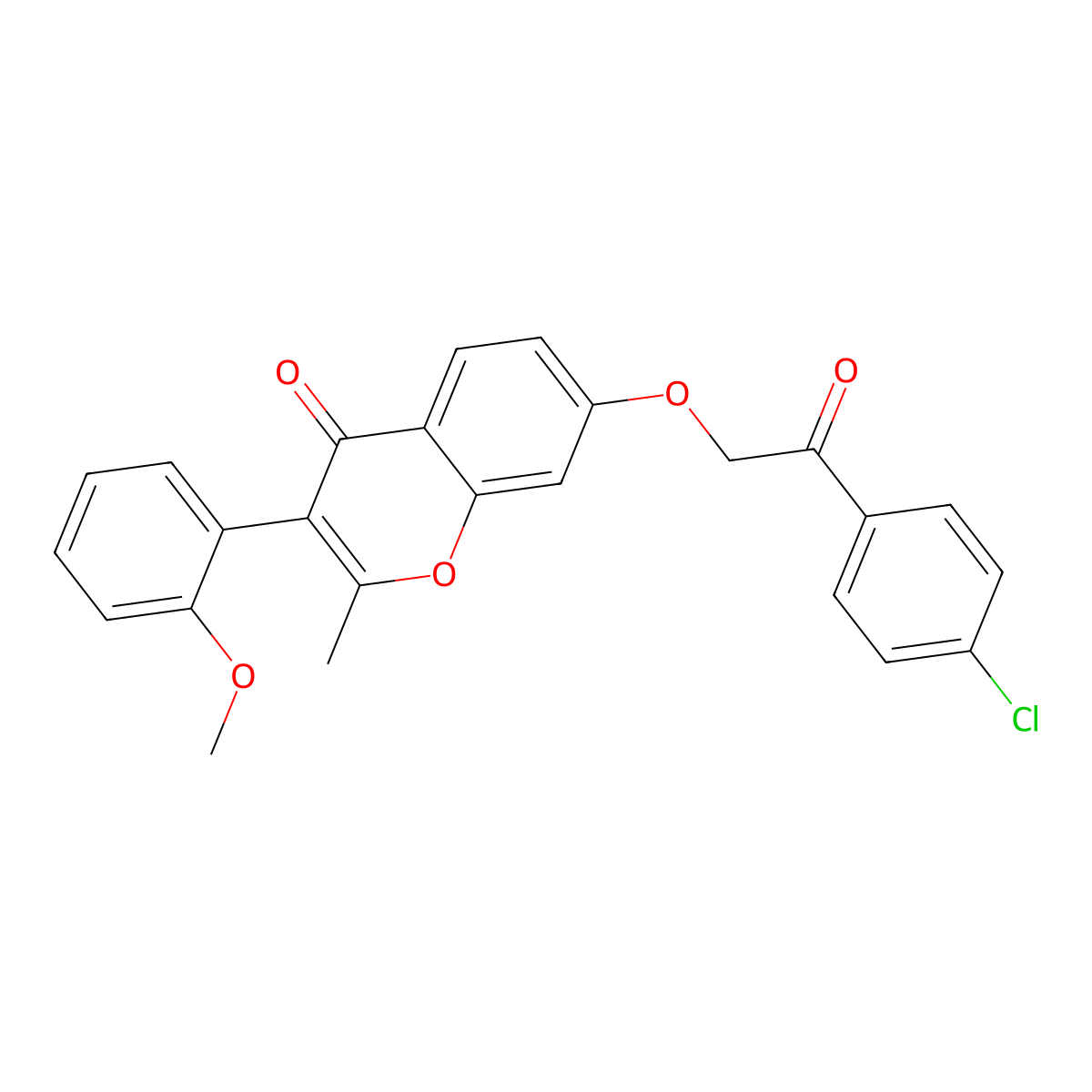 7-[2-(4-Chlorophenyl)-2-oxoethoxy]-3-(2-methoxyphenyl)-2-methylchromen-4-one molecular structure, CAS 610763-67-2