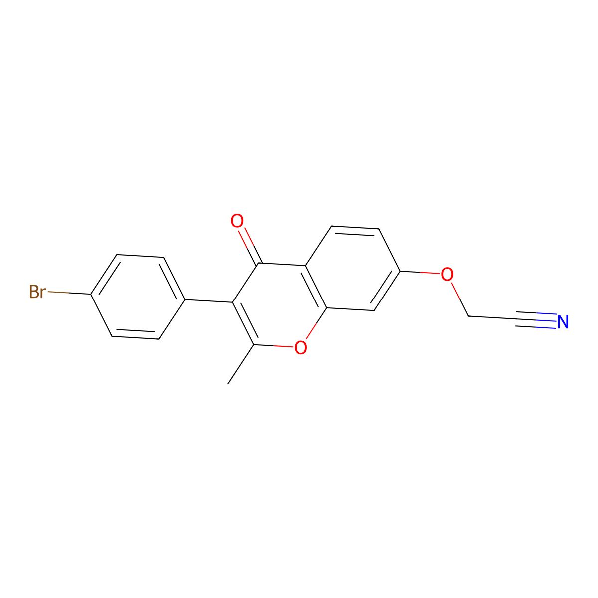 2-((3-(4-bromophenyl)-2-methyl-4-oxo-4H-chromen-7-yl)oxy)acetonitrile molecular structure, CAS 610764-12-0