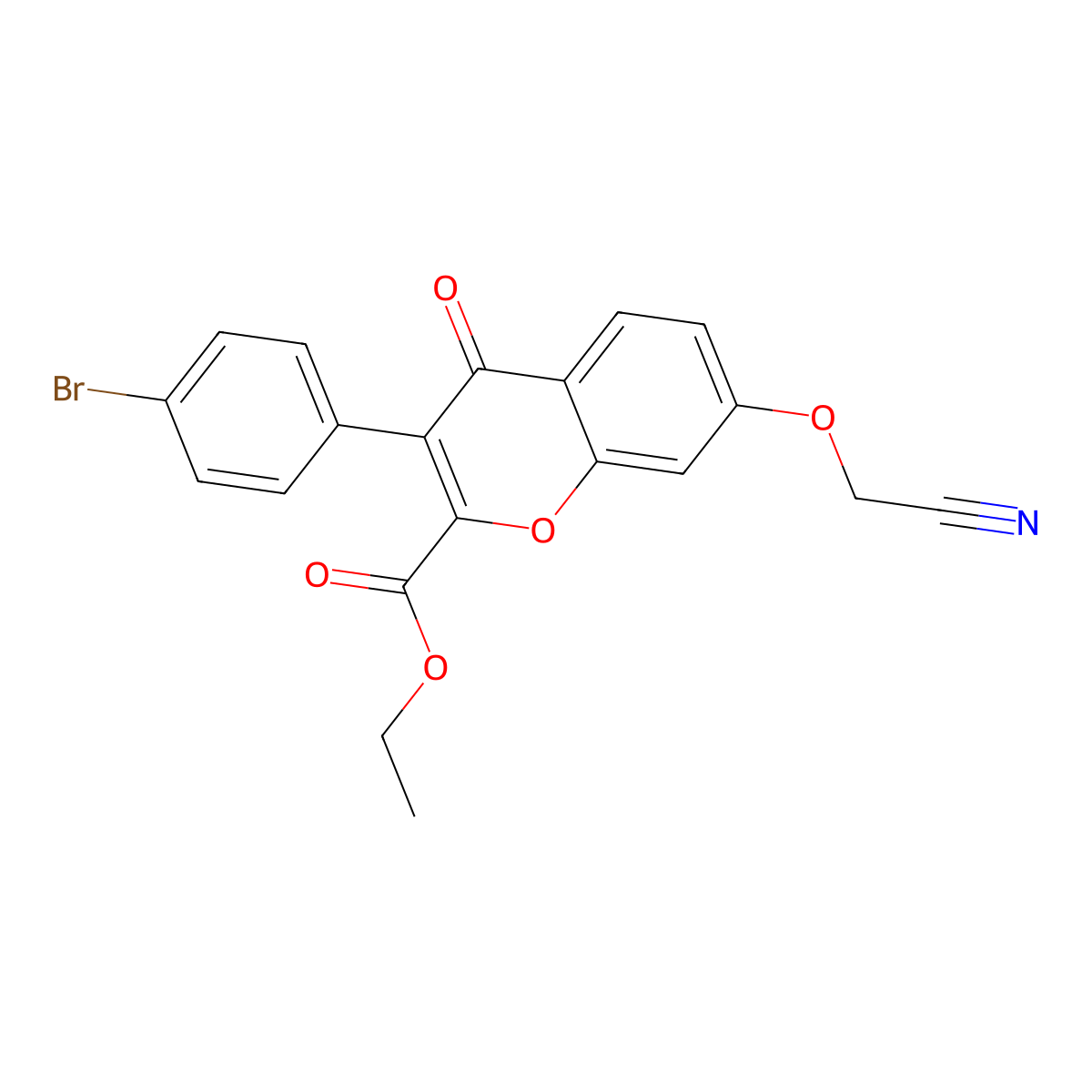 ethyl 3-(4-bromophenyl)-7-(cyanomethoxy)-4-oxo-4H-chromene-2-carboxylate molecular structure, CAS 610764-13-1
