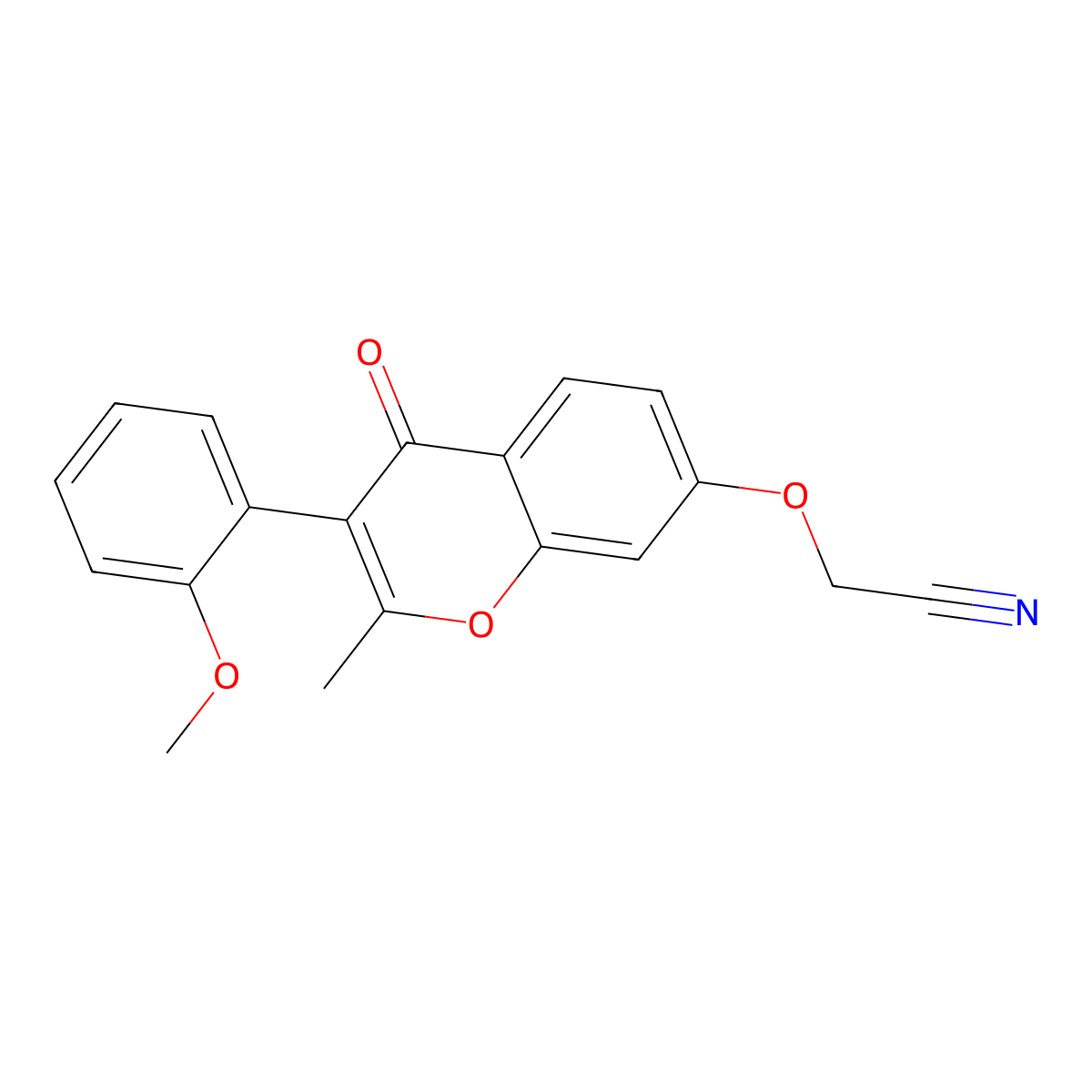 2-((3-(2-methoxyphenyl)-2-methyl-4-oxo-4H-chromen-7-yl)oxy)acetonitrile molecular structure, CAS 610764-15-3