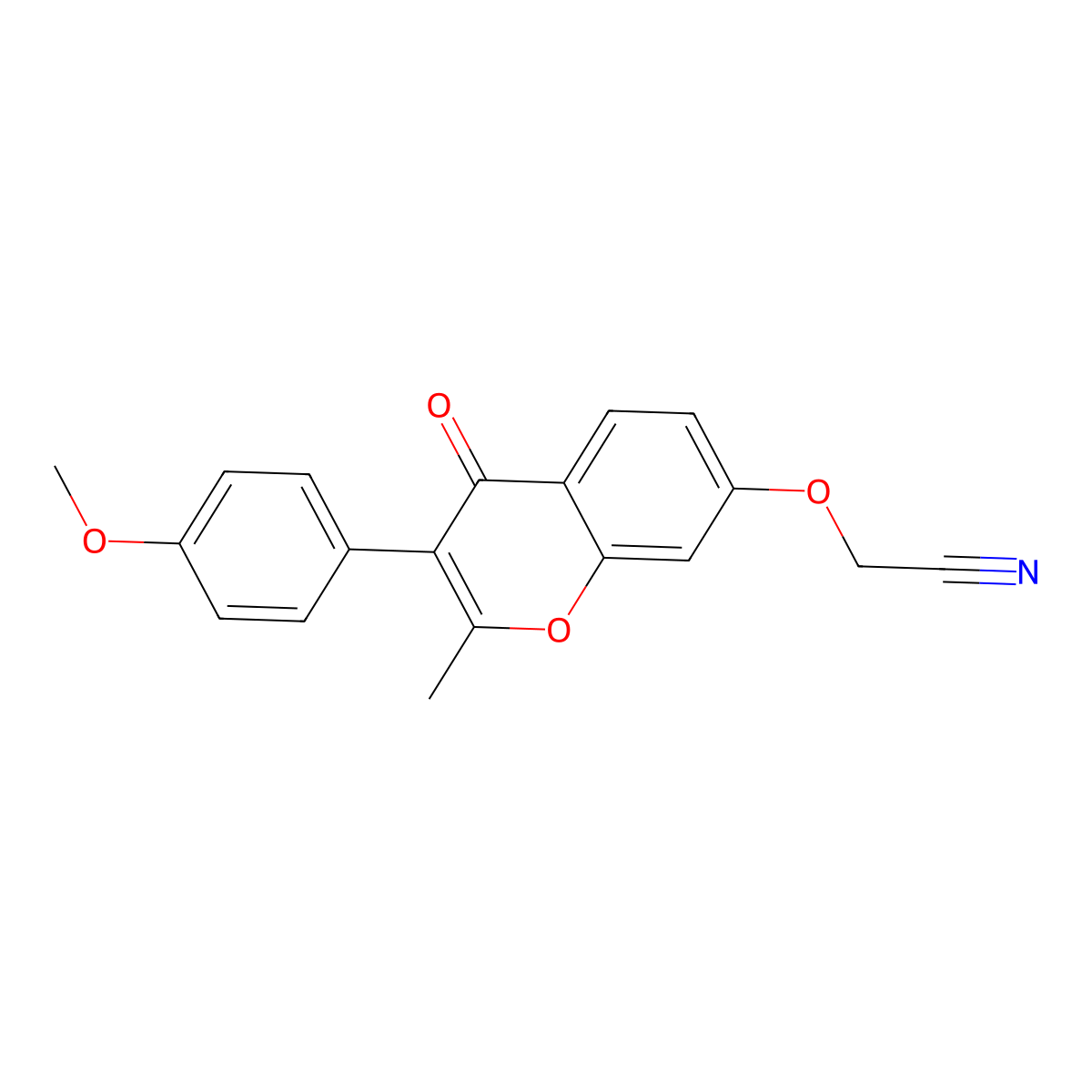 2-((3-(4-methoxyphenyl)-2-methyl-4-oxo-4H-chromen-7-yl)oxy)acetonitrile molecular structure, CAS 610764-17-5