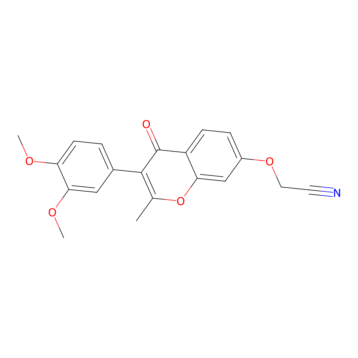 2-((3-(3,4-dimethoxyphenyl)-2-methyl-4-oxo-4H-chromen-7-yl)oxy)acetonitrile molecular structure, CAS 610764-18-6