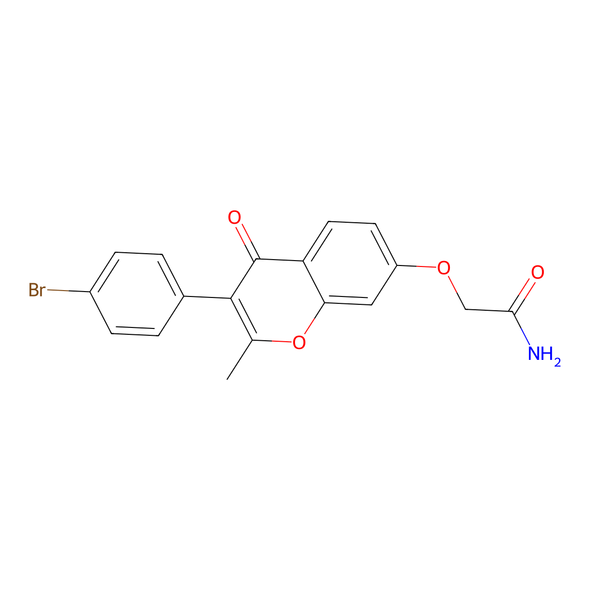 2-((3-(4-bromophenyl)-2-methyl-4-oxo-4H-chromen-7-yl)oxy)acetamide molecular structure, CAS 610764-30-2
