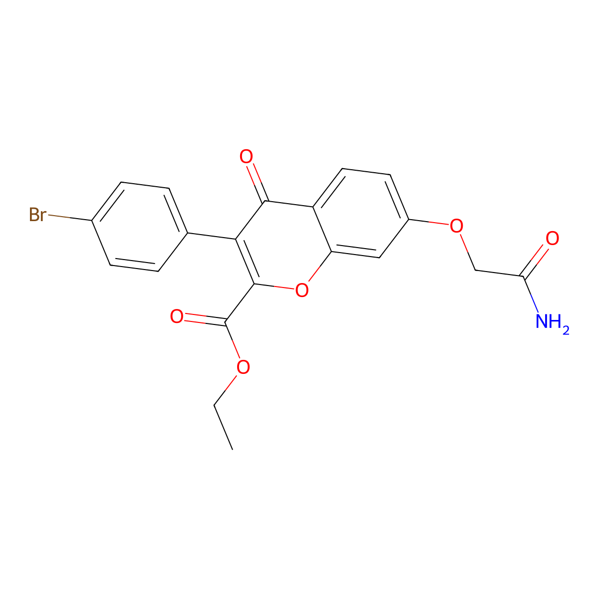 ethyl 7-(2-amino-2-oxoethoxy)-3-(4-bromophenyl)-4-oxo-4H-chromene-2-carboxylate molecular structure, CAS 610764-31-3