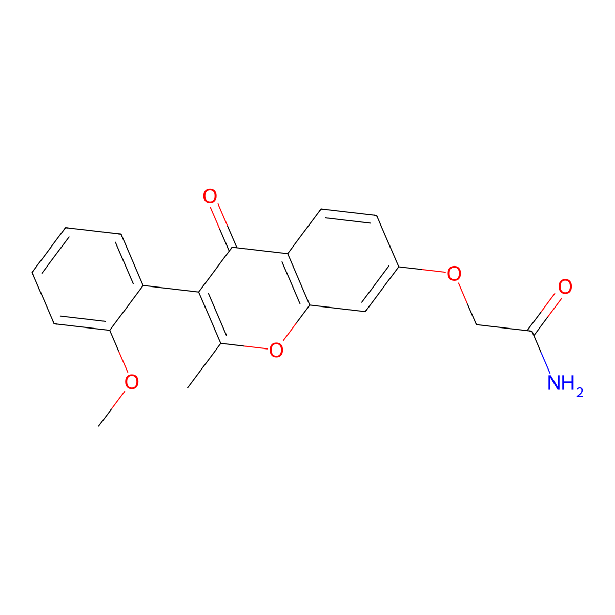 2-((3-(2-methoxyphenyl)-2-methyl-4-oxo-4H-chromen-7-yl)oxy)acetamide molecular structure, CAS 610764-33-5