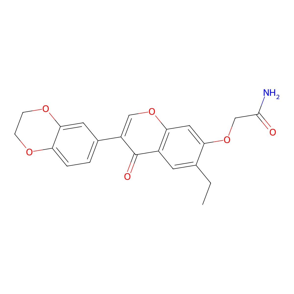 2-((3-(2,3-dihydrobenzo[b][1,4]dioxin-6-yl)-6-ethyl-4-oxo-4H-chromen-7-yl)oxy)acetamide molecular structure, CAS 610764-40-4