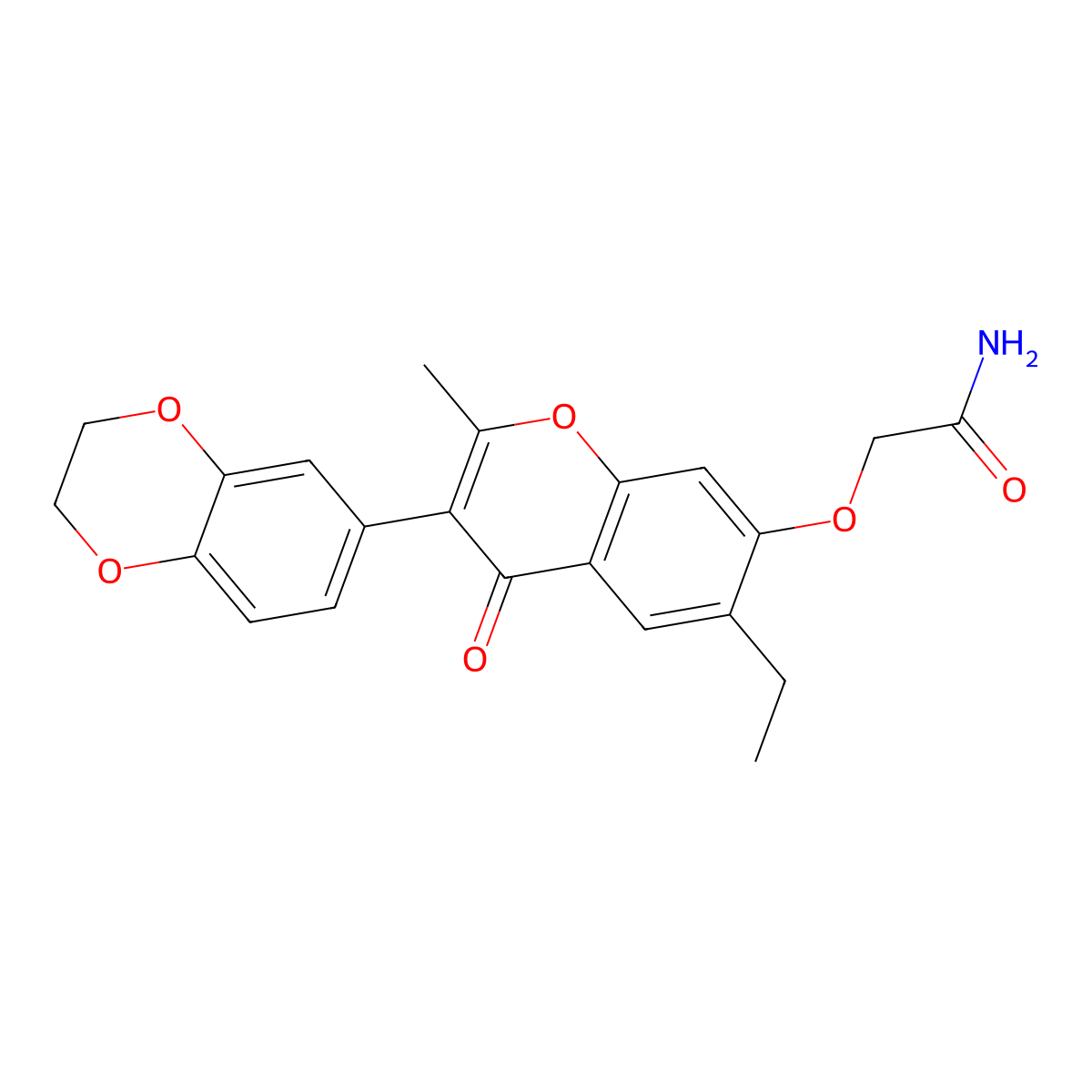 2-{[3-(2,3-dihydro-1,4-benzodioxin-6-yl)-6-ethyl-2-methyl-4-oxo-4H-chromen-7-yl]oxy}acetamide molecular structure, CAS 610764-42-6
