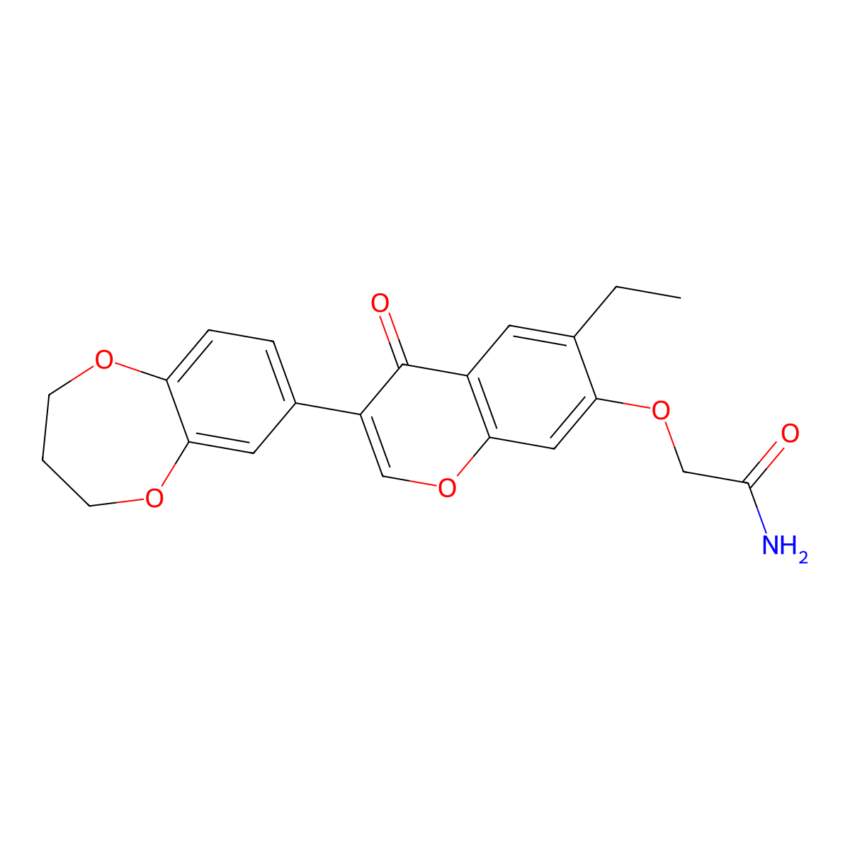 2-((3-(3,4-dihydro-2H-benzo[b][1,4]dioxepin-7-yl)-6-ethyl-4-oxo-4H-chromen-7-yl)oxy)acetamide molecular structure, CAS 610764-44-8