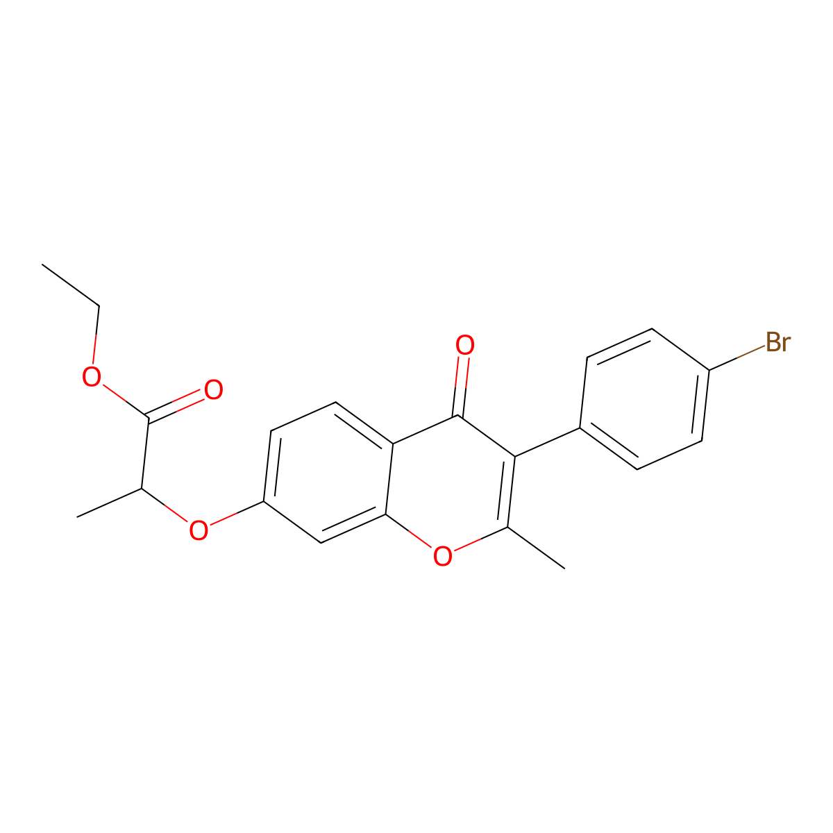 ethyl 2-{[3-(4-bromophenyl)-2-methyl-4-oxo-4H-chromen-7-yl]oxy}propanoate molecular structure, CAS 610764-65-3