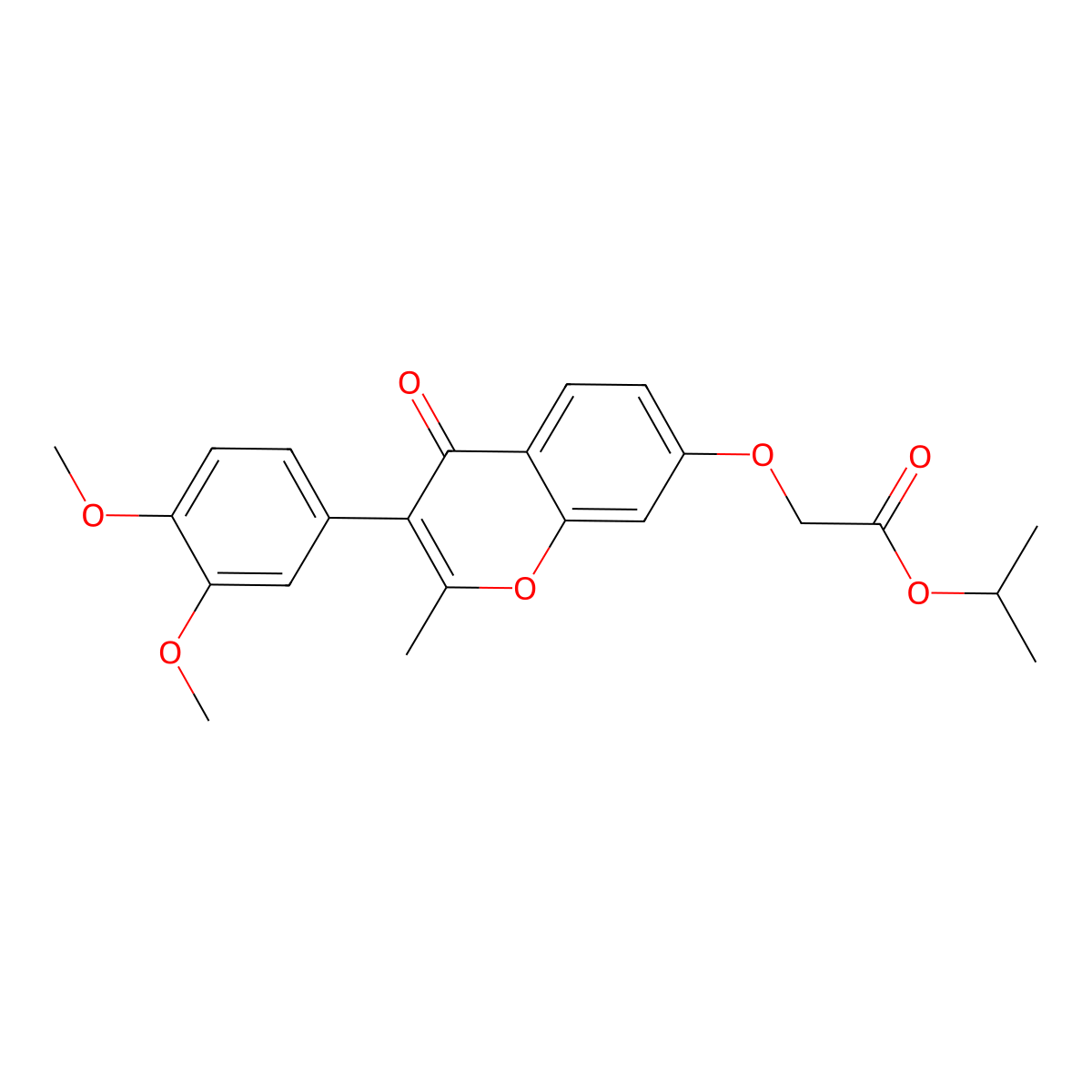 Methylethyl 2-[3-(3,4-dimethoxyphenyl)-2-methyl-4-oxochromen-7-yloxy]acetate molecular structure, CAS 610764-96-0