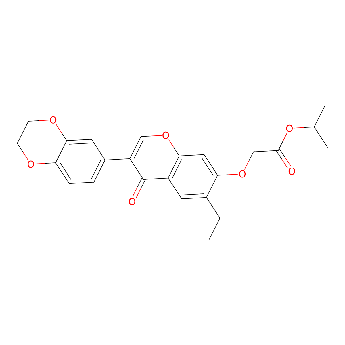isopropyl 2-((3-(2,3-dihydrobenzo[b][1,4]dioxin-6-yl)-6-ethyl-4-oxo-4H-chromen-7-yl)oxy)acetate molecular structure, CAS 610764-99-3