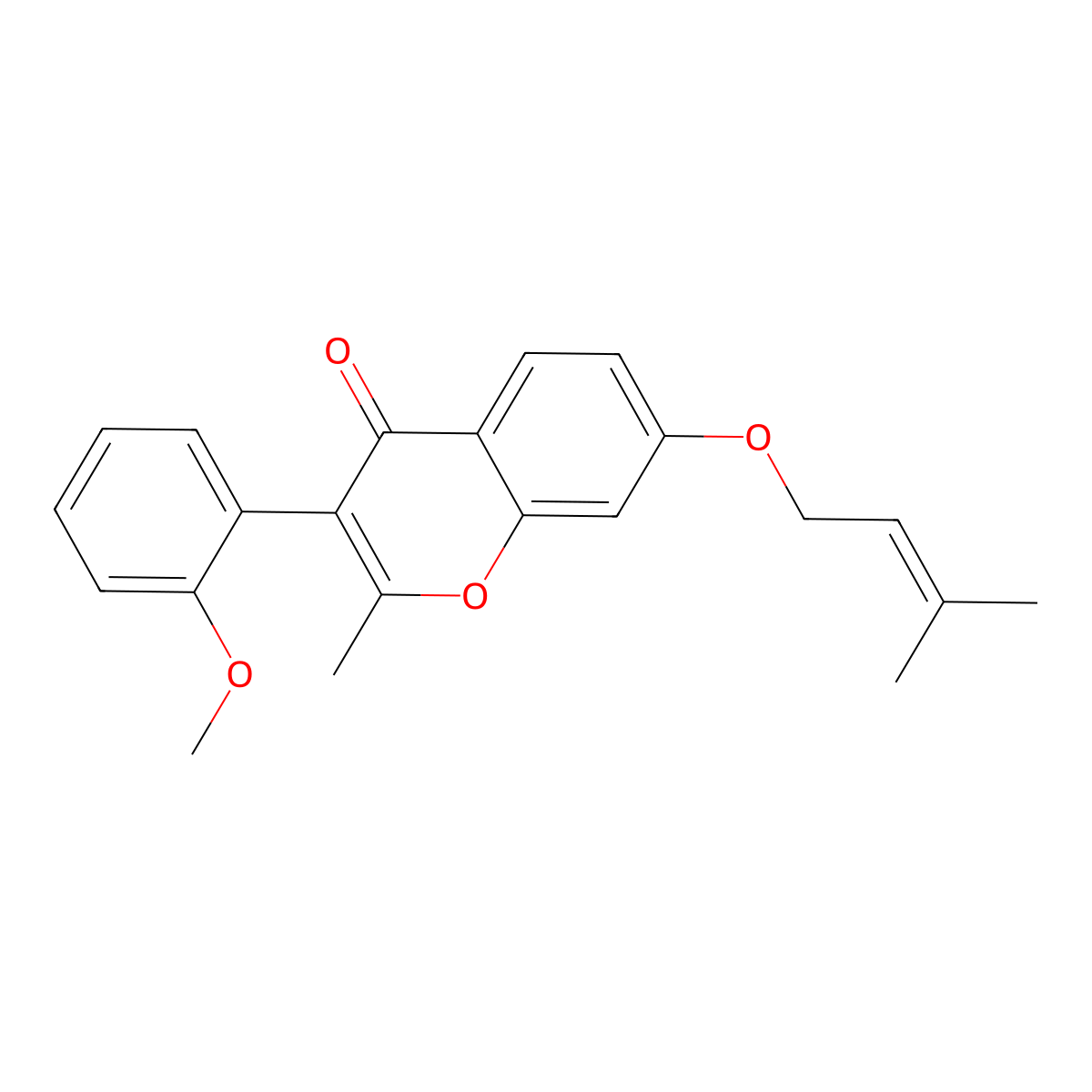 3-(2-methoxyphenyl)-2-methyl-7-((3-methylbut-2-en-1-yl)oxy)-4H-chromen-4-one molecular structure, CAS 610765-11-2