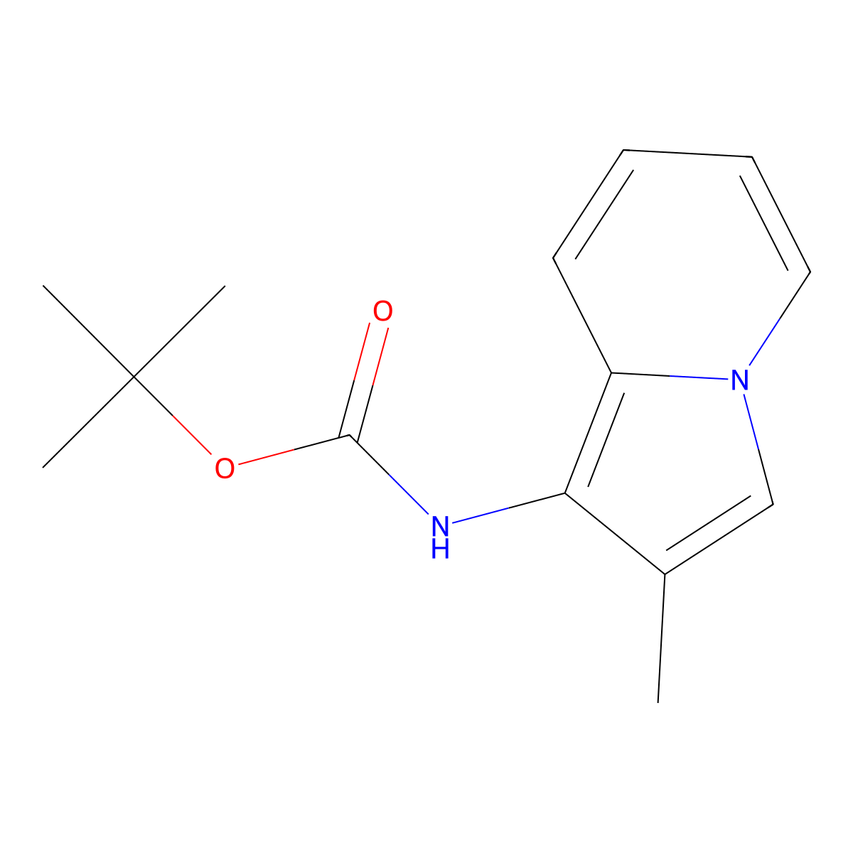 tert-butyl N-(2-methylindolizin-1-yl)carbamate molecular structure, CAS 610766-97-7