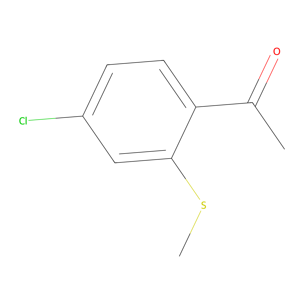 Ethanone, 1-[4-chloro-2-(methylthio)phenyl]- molecular structure, CAS 61077-08-5