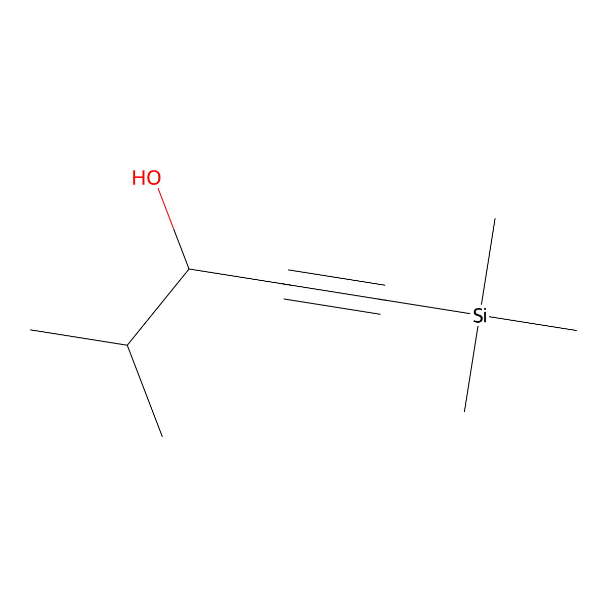 1-Pentyn-3-ol, 4-methyl-1-(trimethylsilyl)- molecular structure, CAS 61077-67-6