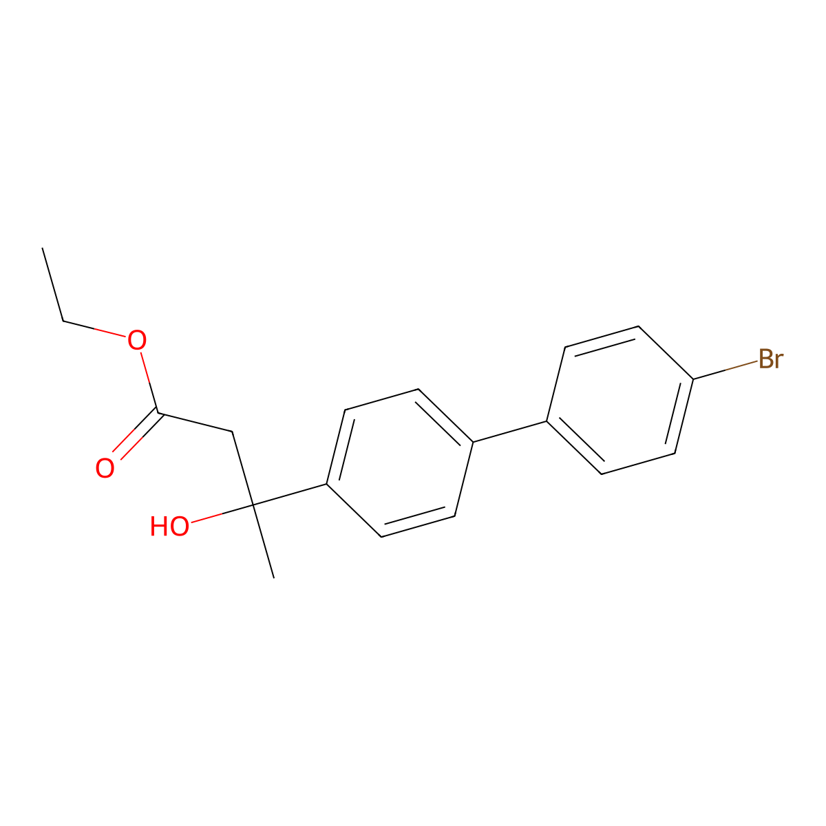 Ethyl 3-(4'-bromo-[1,1'-biphenyl]-4-yl)-3-hydroxybutanoate molecular structure, CAS 610781-48-1