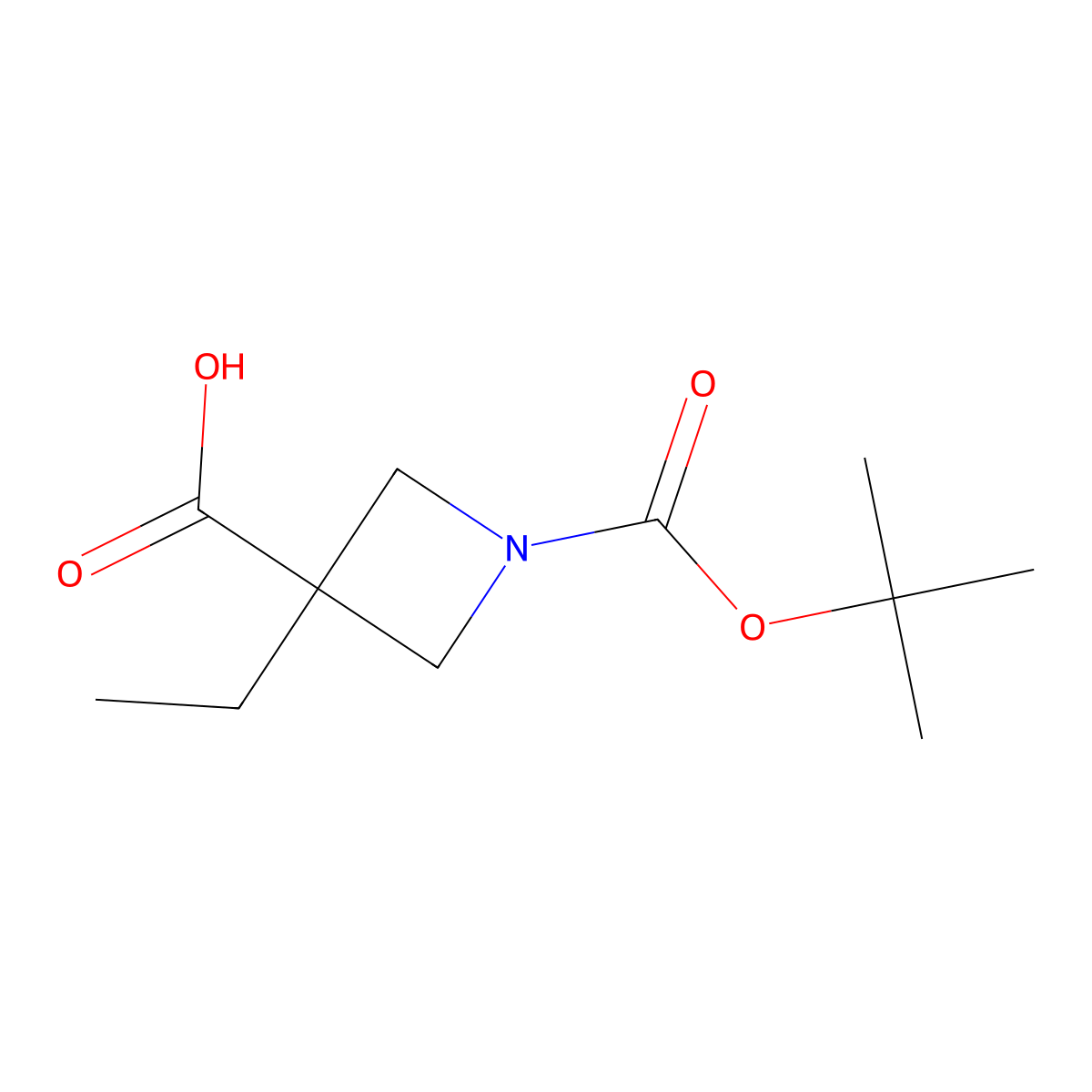 1-(1,1-Dimethylethyl) 3-ethyl-1,3-azetidinedicarboxylate molecular structure, CAS 610791-06-5