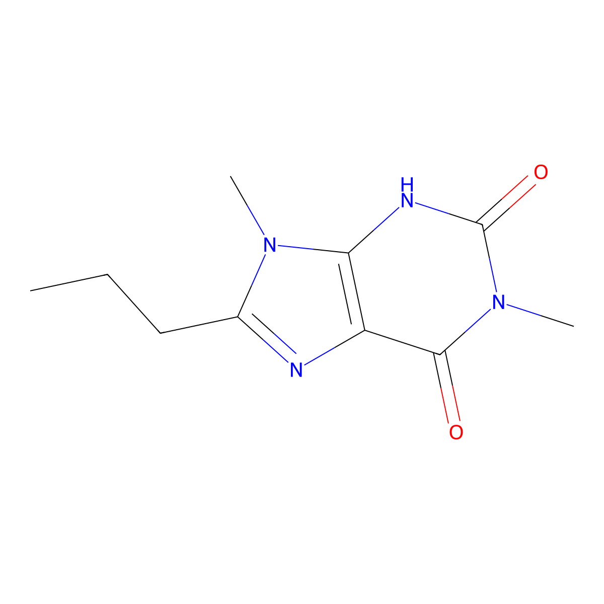 1,9-Dimethyl-8-propyl-3,9-dihydro-purine-2,6-dione molecular structure, CAS 61080-29-3