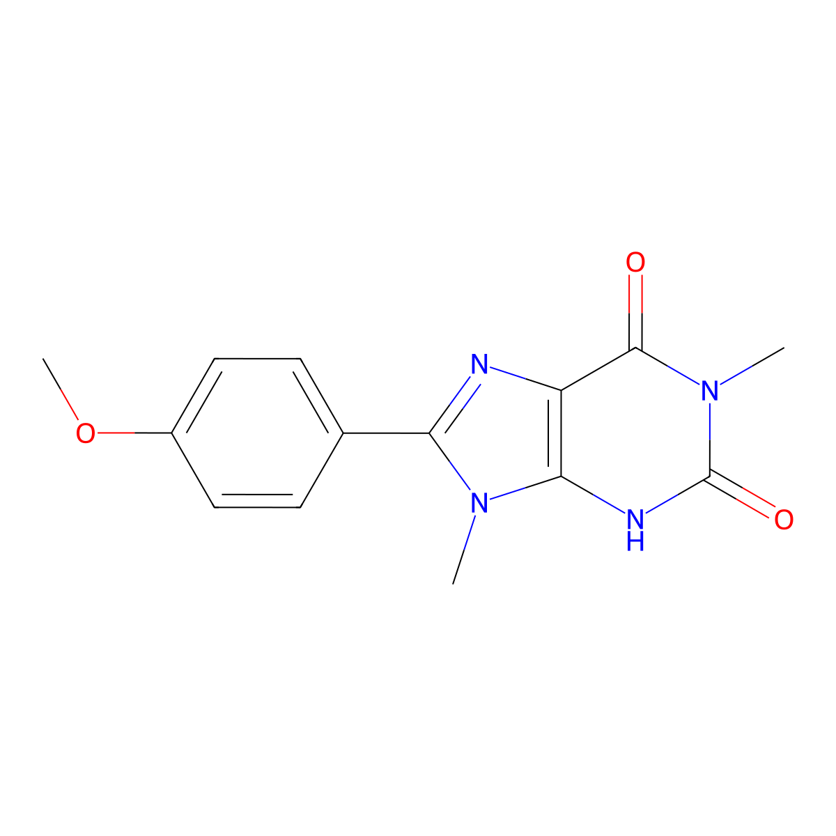 8-(4-methoxyphenyl)-1,9-dimethyl-3H-purine-2,6-dione molecular structure, CAS 61080-30-6