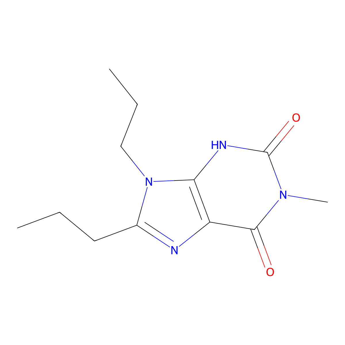 1-methyl-8,9-dipropyl-3,9-dihydro-1H-purine-2,6-dione molecular structure, CAS 61080-34-0